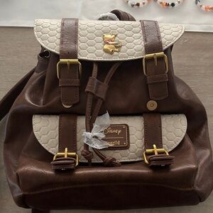 Disney Brown and Cream Backpack with Gold Accents